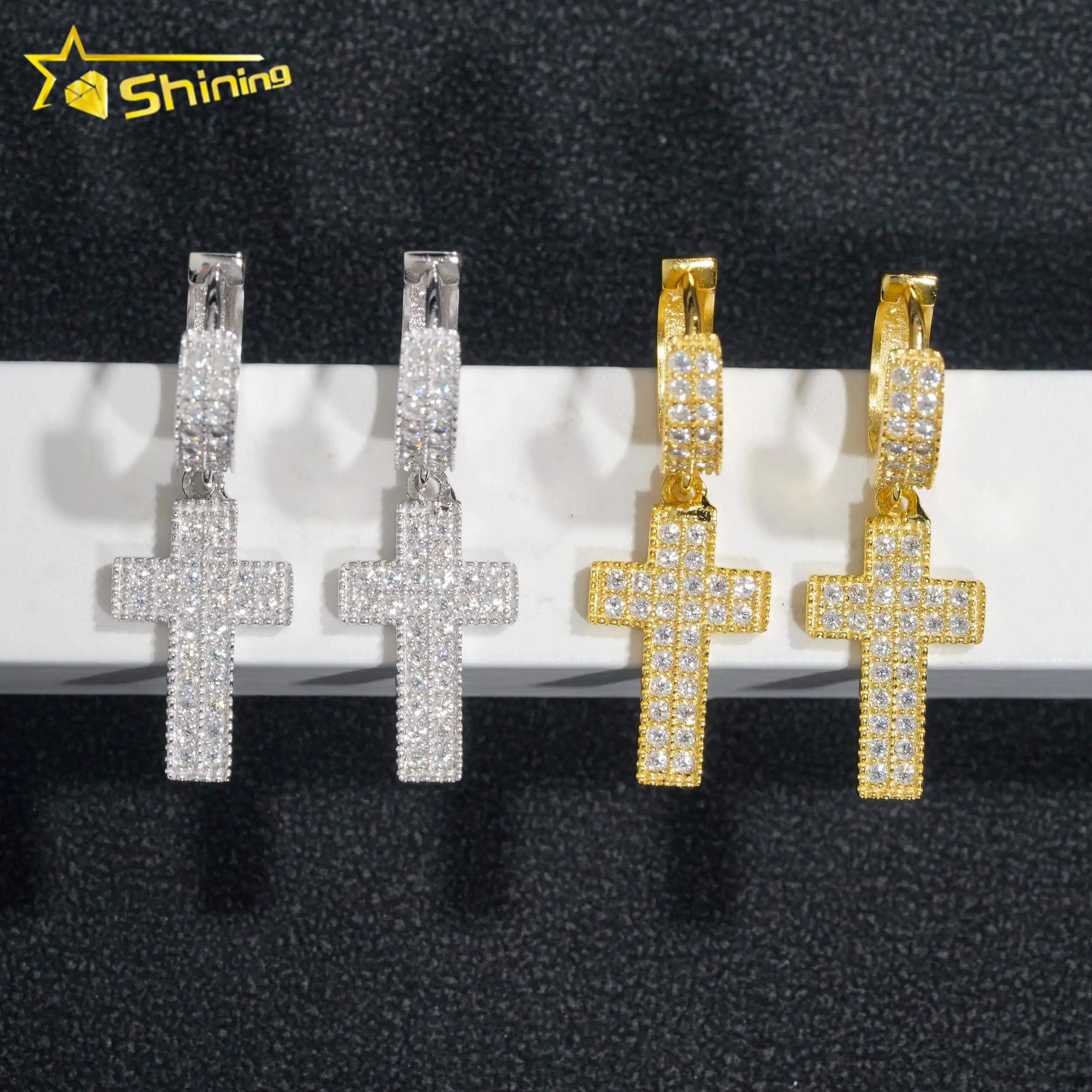 Factory Price Vvs Moissanite Diamond Women Jewelry Custom 18k Gold Plated 925 Sterling Silver Hoop Earrings