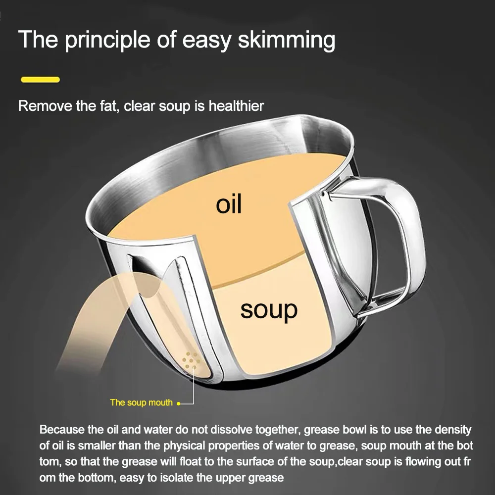 New Separating Oil Soup Ladle Spoon Oil Filter Spoon Stainless Steel