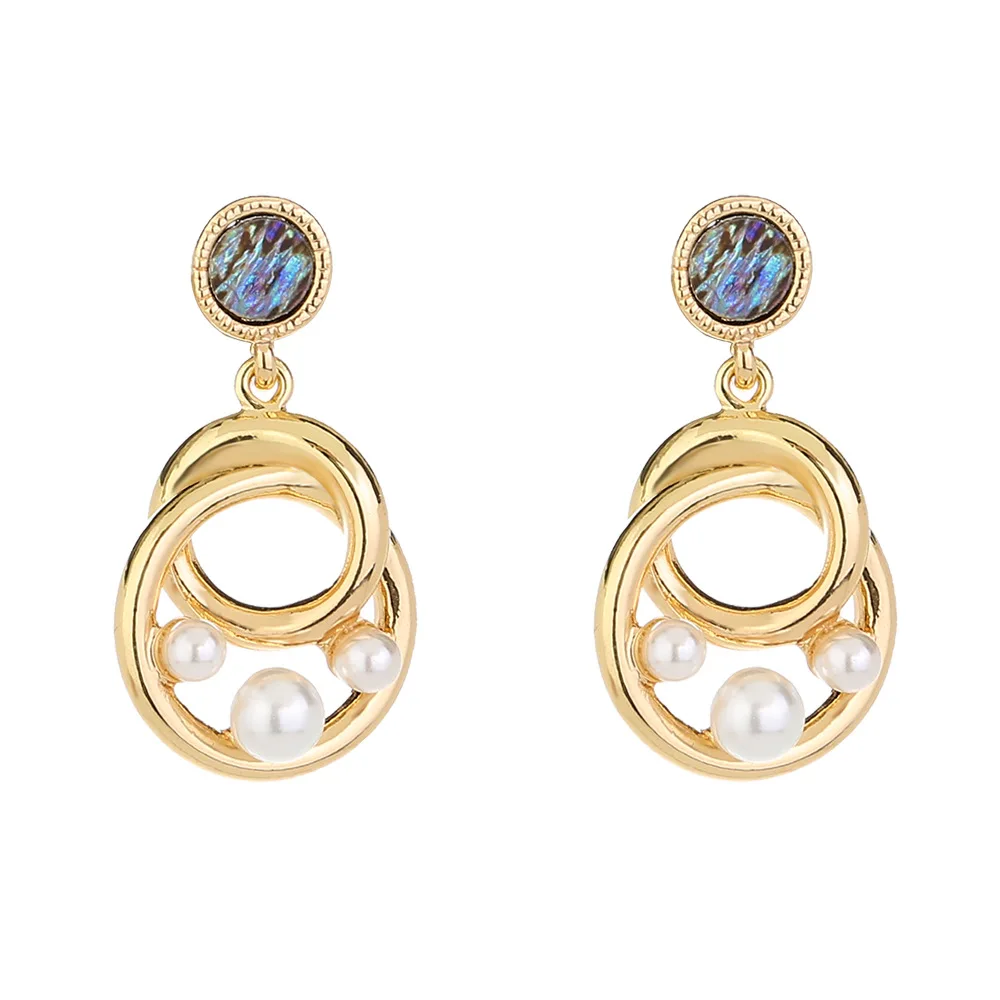 

Earrings for women 2022 original design irregular alloy earrings abalone shell earrings