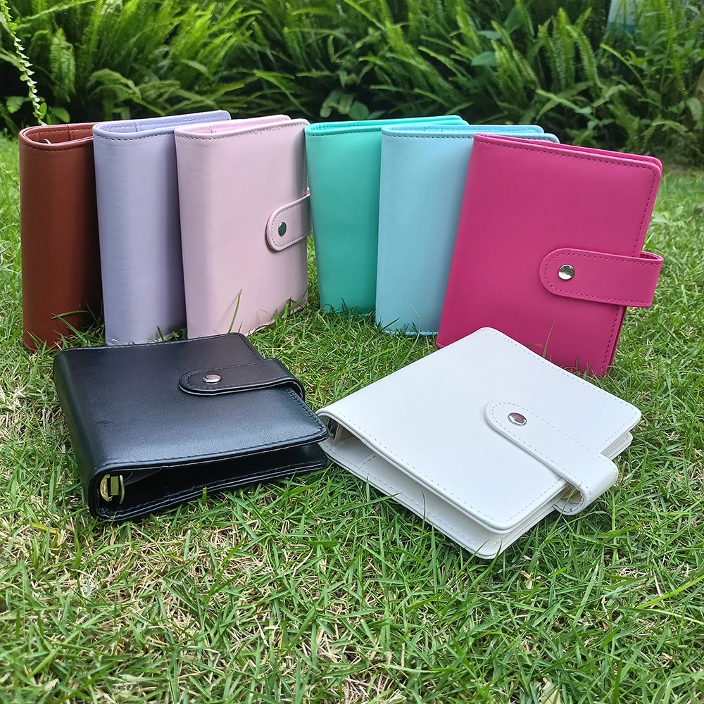 

New Arrival Macaron Candy Color A7 Binder Wallet 6 Rings Loose Leaf Budget Notebook PU Leather Cover