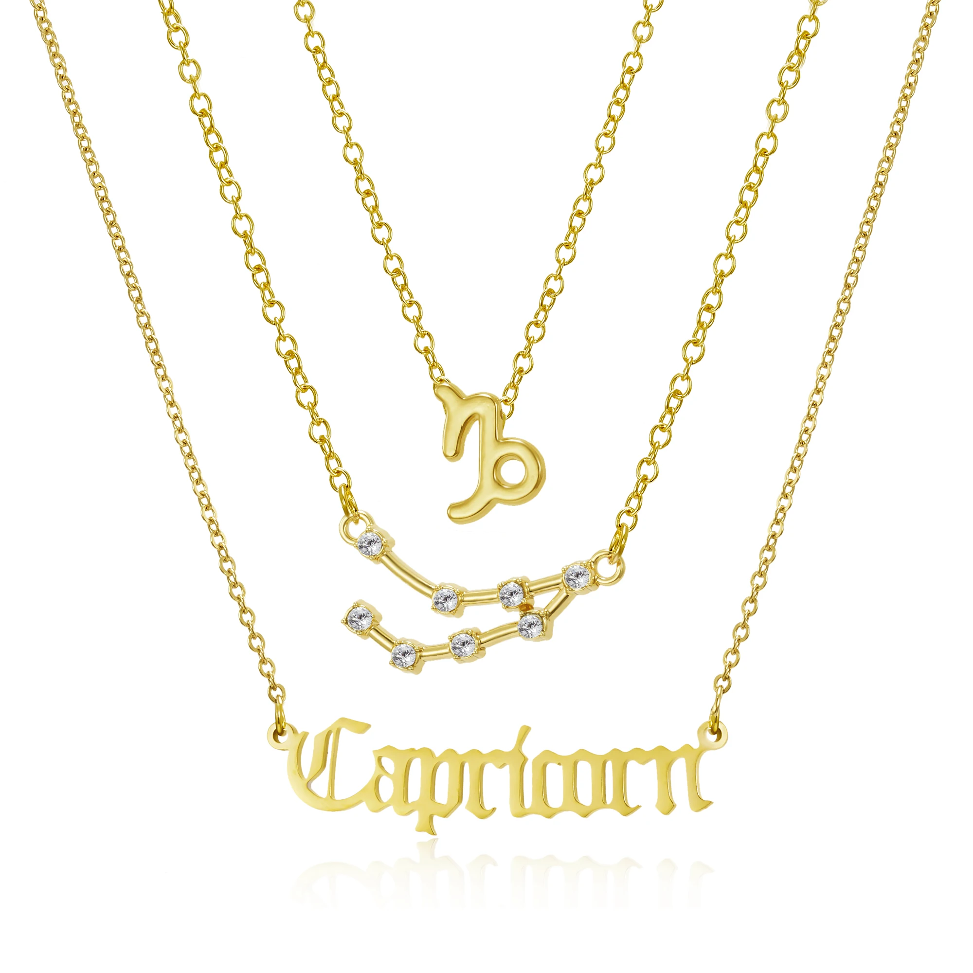 

3pcs/set pendant Chain Necklace Gold Silver Color Jewelry Sets 12 Zodiac Necklaces for Women Girls Lover Valentine's Day gifts