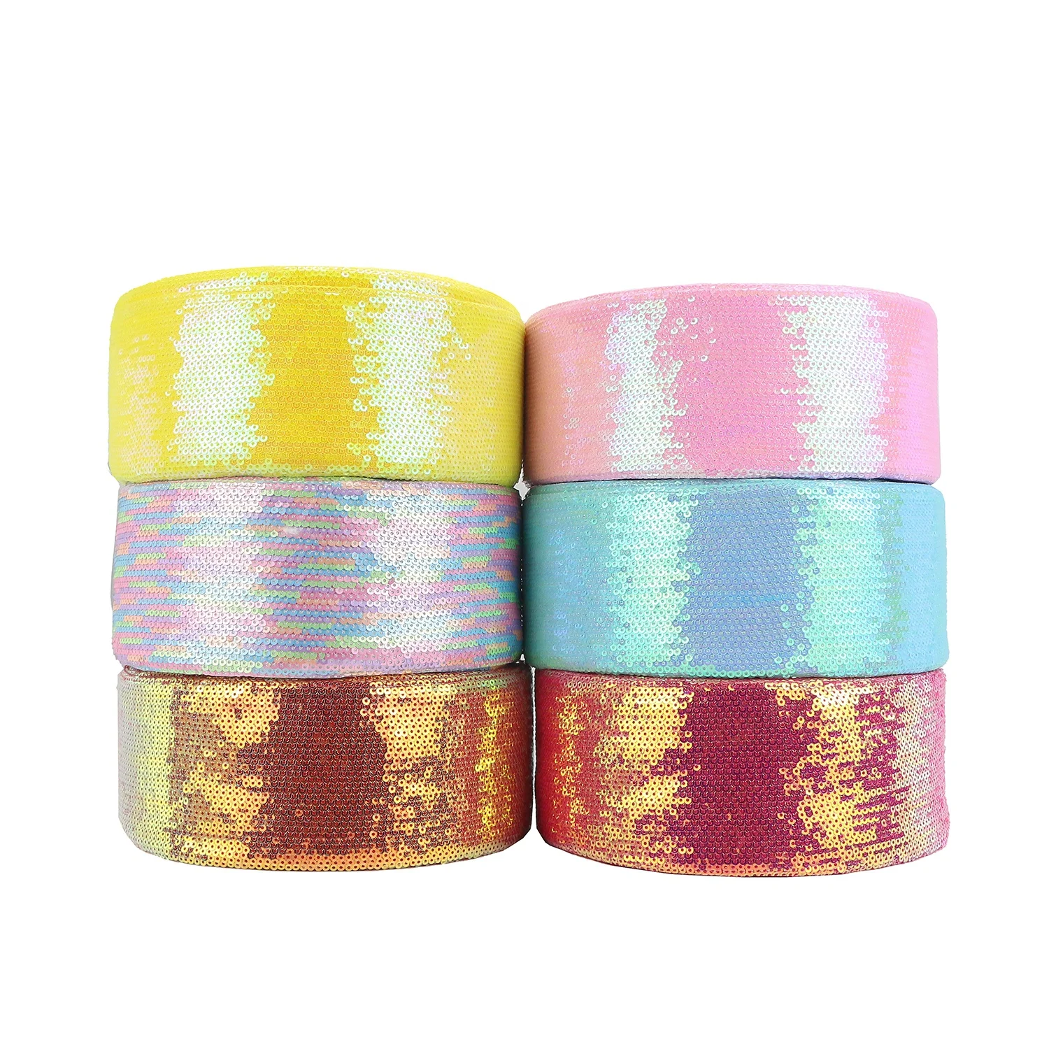 

Huihuang high quality 3 inch sparkly glitter small rose sequin fabric ribbon for hair bows diy crafts, Request