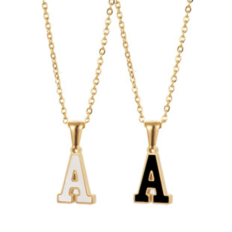 

Frauen Halskette Gold Letter Script Name Necklace Monogram Alphabet 26 Capital Stainless Steel Initial Letters Necklace