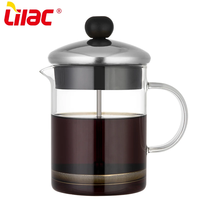 

Lilac Sufficient Stock 600 800 1000 Ml High Borosilicate Large Glass Pot Metal Spare Parts Glassware French Press Coffee Maker