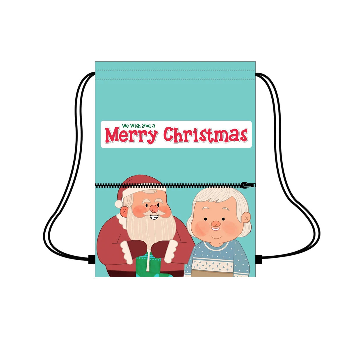 

Large capacity christmas mesh drawstring bags with big zipper pocket eco friendly packaging drawstring bags, Customized