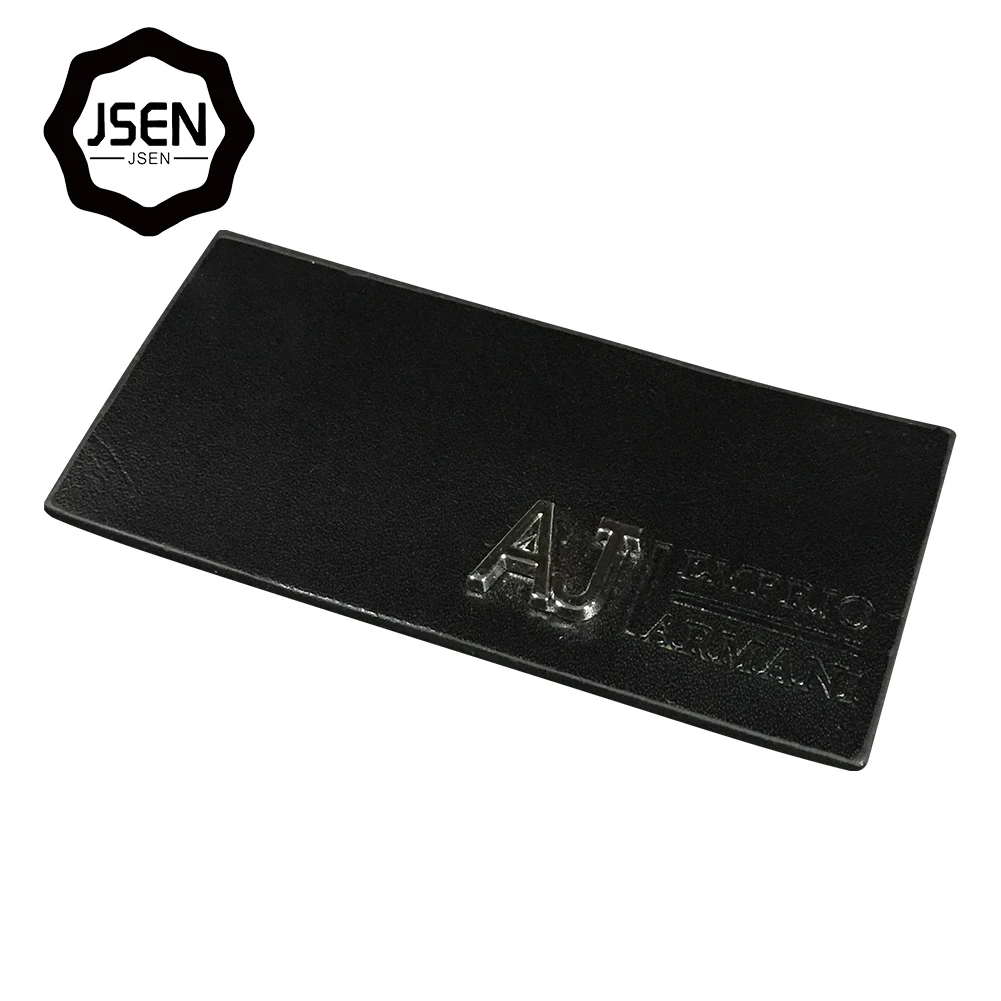 
Custom machine embossed metal leather label jeans patches with designed logo for clothing 