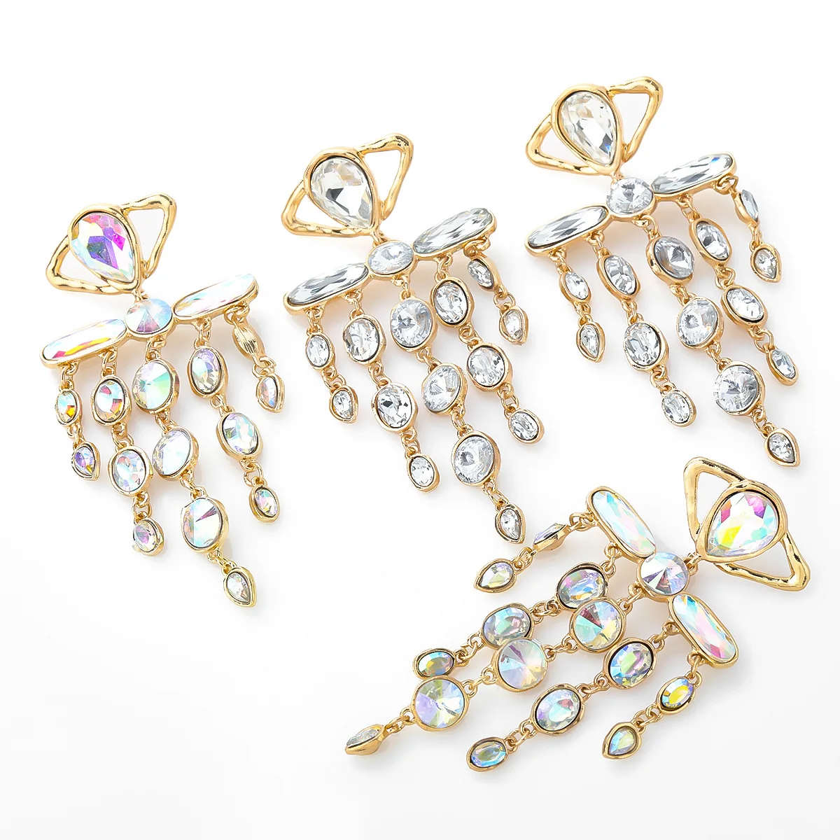 

New Long Colorful Crystal Dangle Drop Statement Earrings Women Best Selling Luxury Fashion Rhinestone Jewelry Accessories