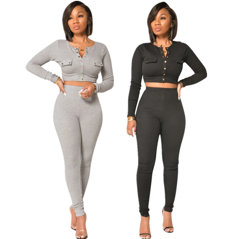 

Autumn And Winter New Style Solid Color High Elasticity Fine Pit Suit Two Piece Pants Sets, As picture