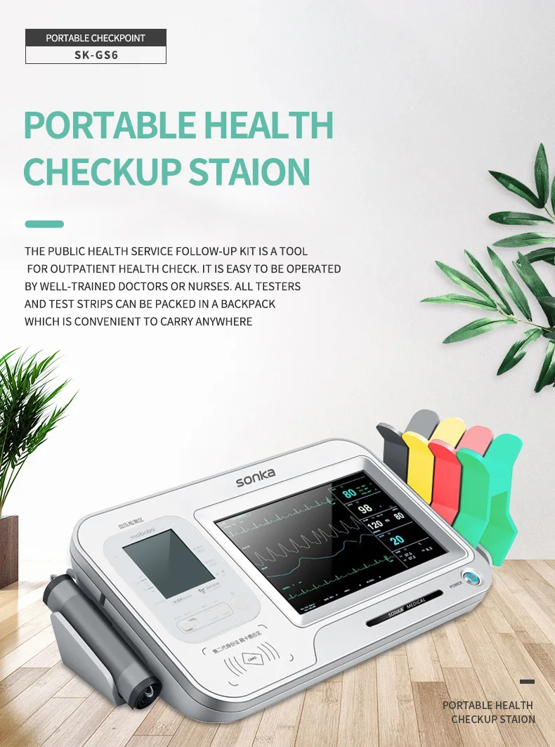 product clinical analytical instruments portable medical diagnostic machine 12 lead ecg bl0od pressure glucose-62