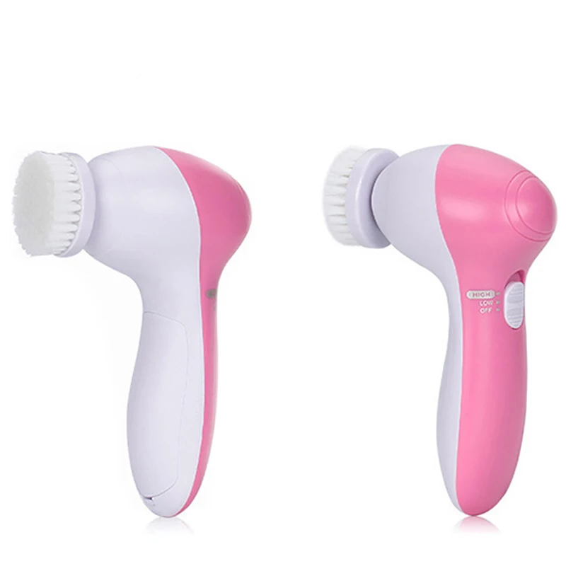 

Wholesale 5 in 1 Face Exfoliator Brush Skin Care Electric Silicone Facial Cleansing Brush, Pink