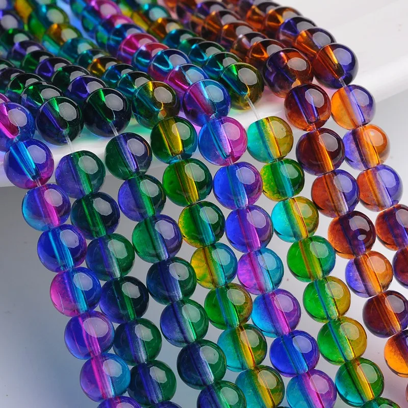 

PandaHall 6mm Round Spray Painted Transparent Glass Beads