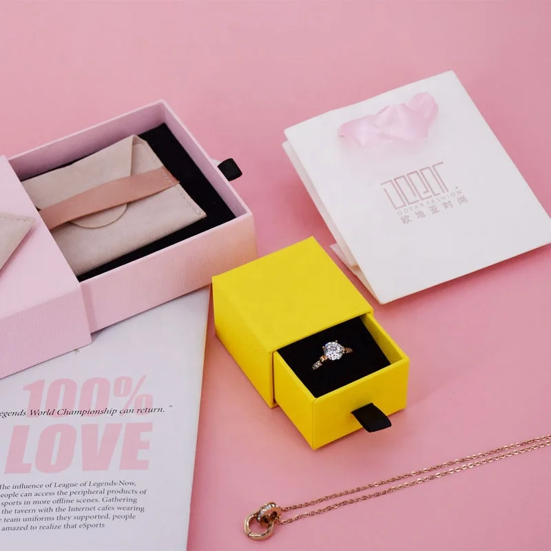 

Pink Jewelry Packaging Box Gift Box Paper Drawer Necklace Jewellery Box jewelry packaging & display