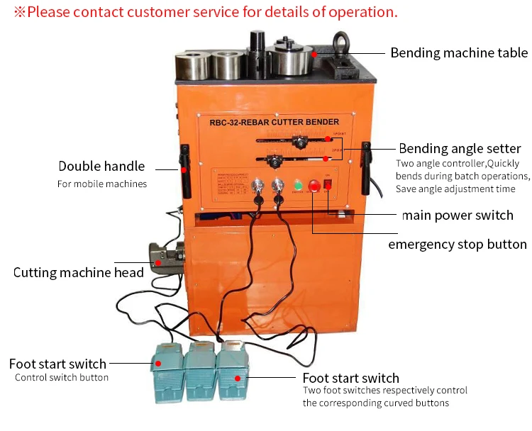 Automatic Rebar Cutter Bender 32mm Steel Rod Bender Hydraulic Rebar
