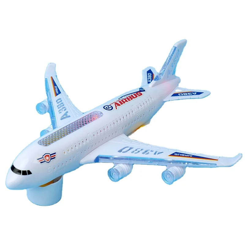 

W248-19 Middle 29cm kids toy electric universal aircraft model plane with colorful 3d lights display