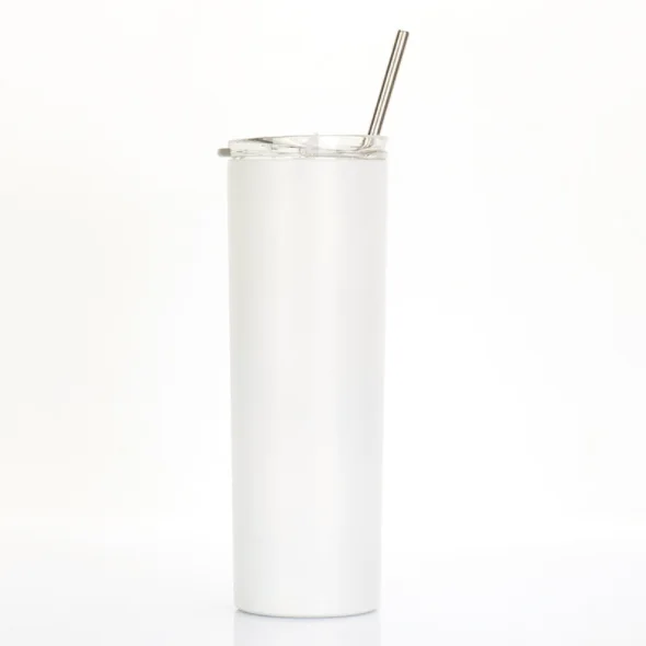 

Wholesale Double Wall Steel Vacuum White 20 oz Straight Skinny Sublimation Tumblers, Any colors