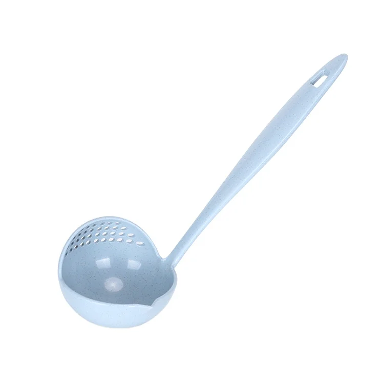 

2 In 1 Soup Spoons with Creative Colander Wheat Straw Supplies Environmental Tableware Multi-functional Spoons