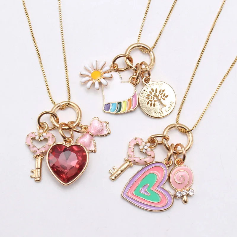 

Wholesale kids jewelry heart design little girls pendant necklace, As picture show