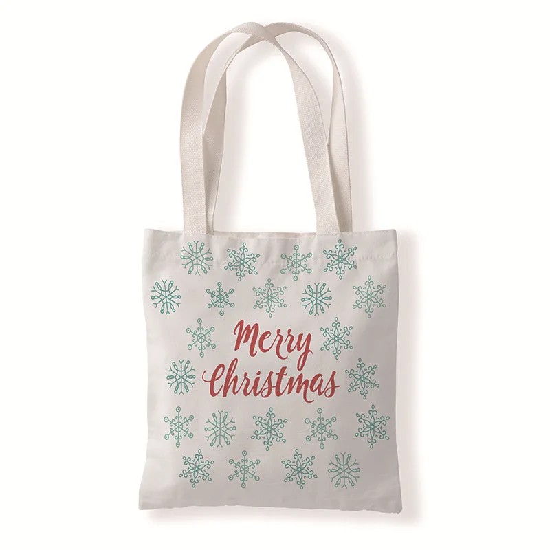 

Christmas Creative Cartoon Printing Canvas Shoulder Bag Souvenir Student Handbag Fashion Leisure Eco-friendly Shopping Bag, 16color