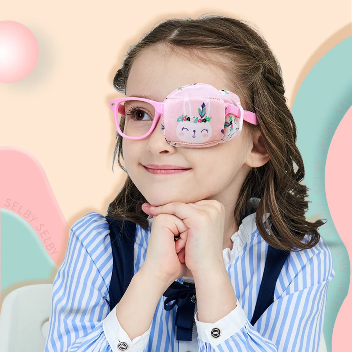 3D Cute Cotton & Silk Lazy Eye Patches for Kids Glasses Multi Designs