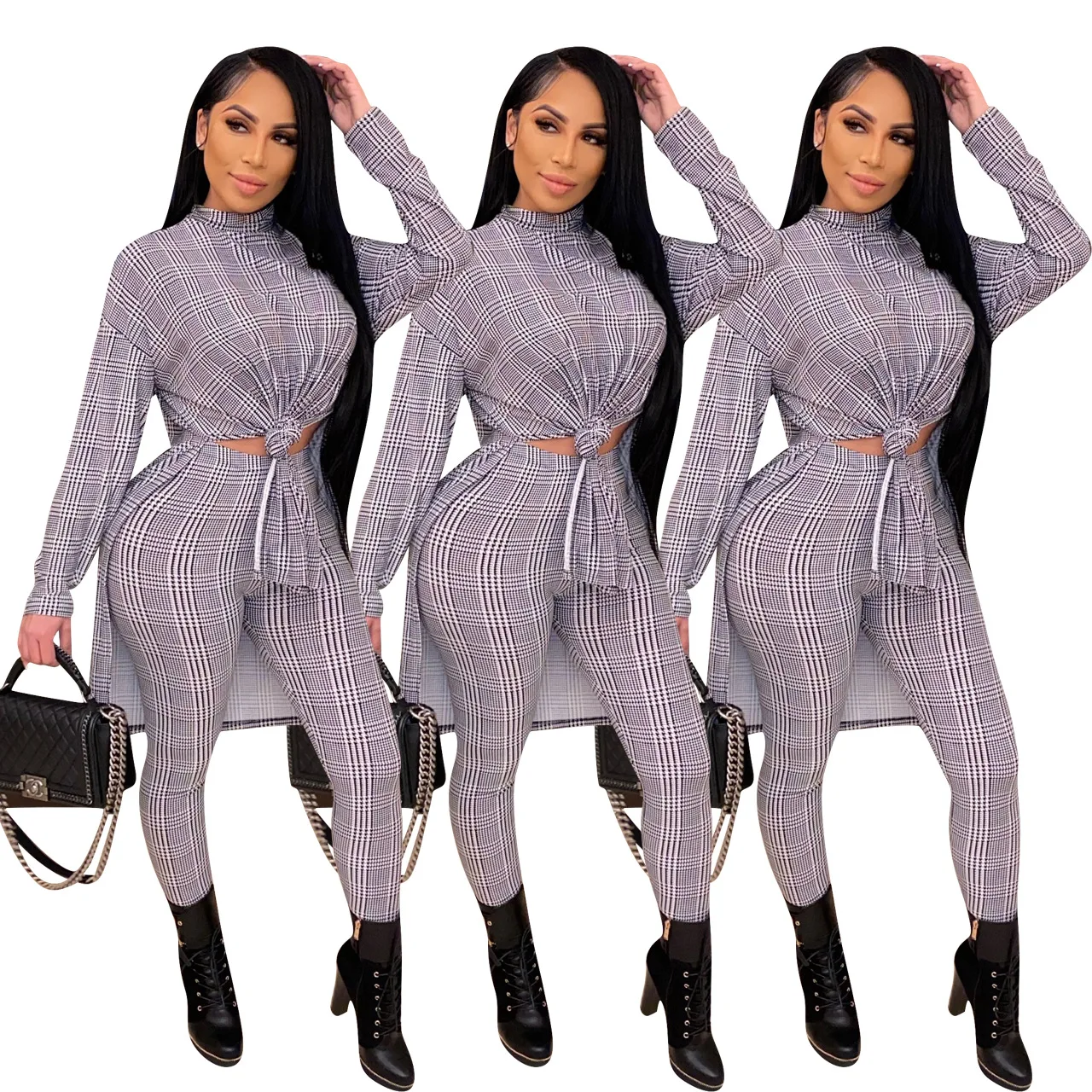 

European and American women's clothing hot sale casual fashion printed two piece women's clothing