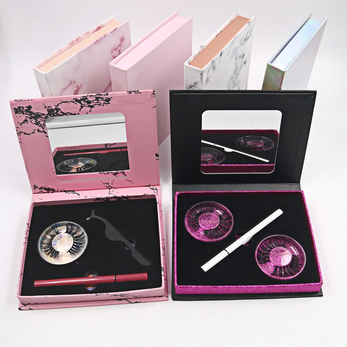 

Custom Brand Four Case Eyelash Book Shape Magnetic Gift Box Lash Book 2 Pairs