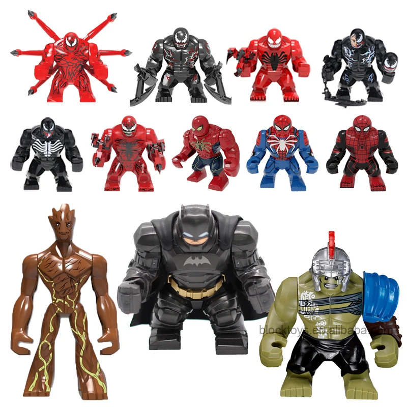 

Super Heroes Venom Carnage Spider Groot Man Big Action Figure Building Blocks Plastic Figure Model Toys