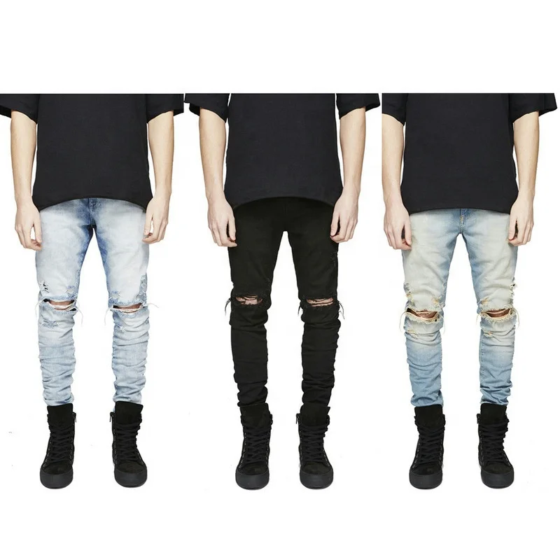 

OA 2021 Color denim red wholesales fashion stacked jeans heavy wash ripped men jeans custom 3D design sample mens streetwear, 5 clolors