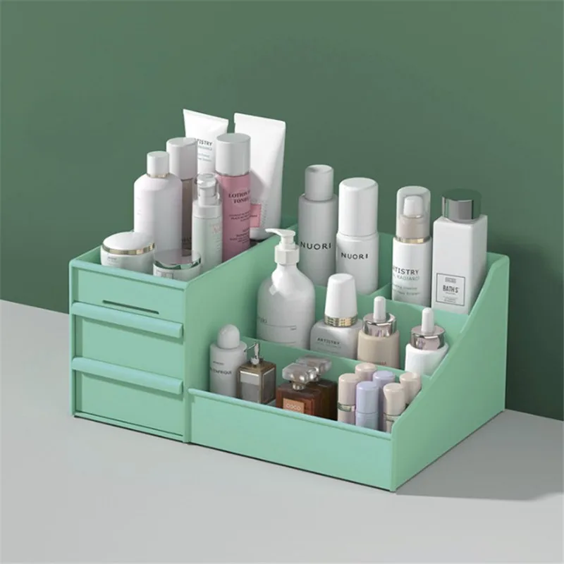 

Amazon hot sale desktop plastic nordic makeup organizer cosmetic storage box with drawer