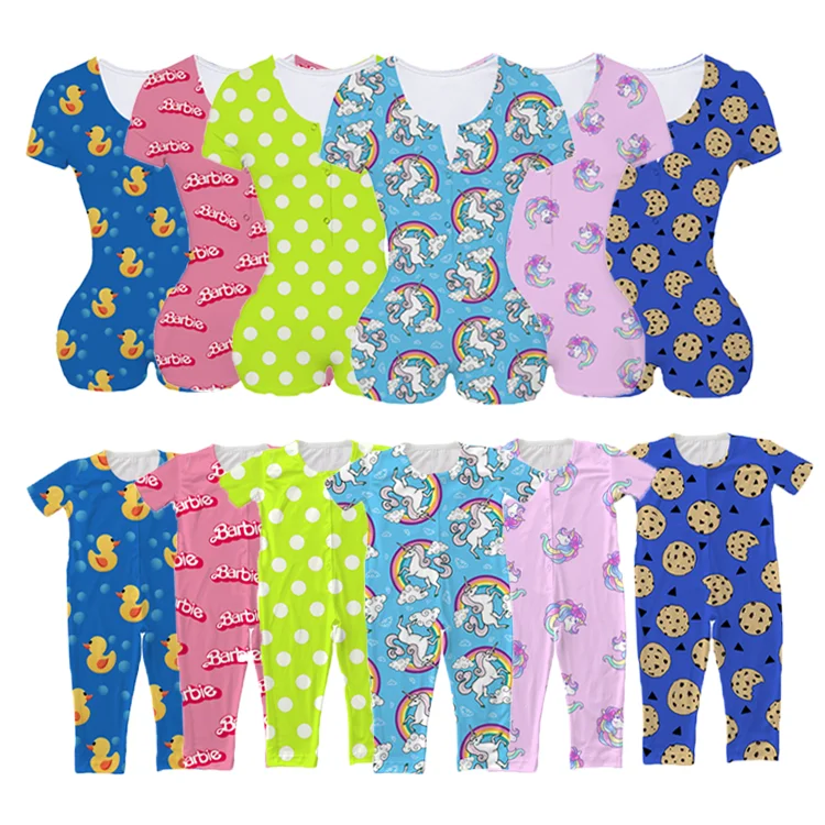 

Family matching outfits Short sleeve rompers mommy and me baby clothes onesie pajamas sleepwear sets, Various colors or as customized