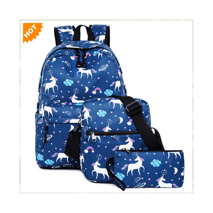 

Y0156 Wholesale Fashion Waterproof Business Printing Nylon Customized School Bag Set Backpack