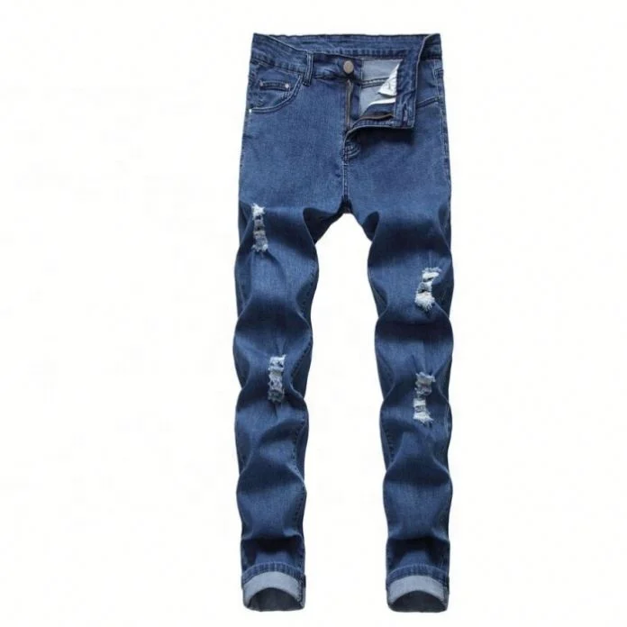 

Voogue Fashion Men Holes Jeans European High Street Motorcycle Biker Jeans Men Hip Hop Ripped Slim Jeans Pants Dropshipping