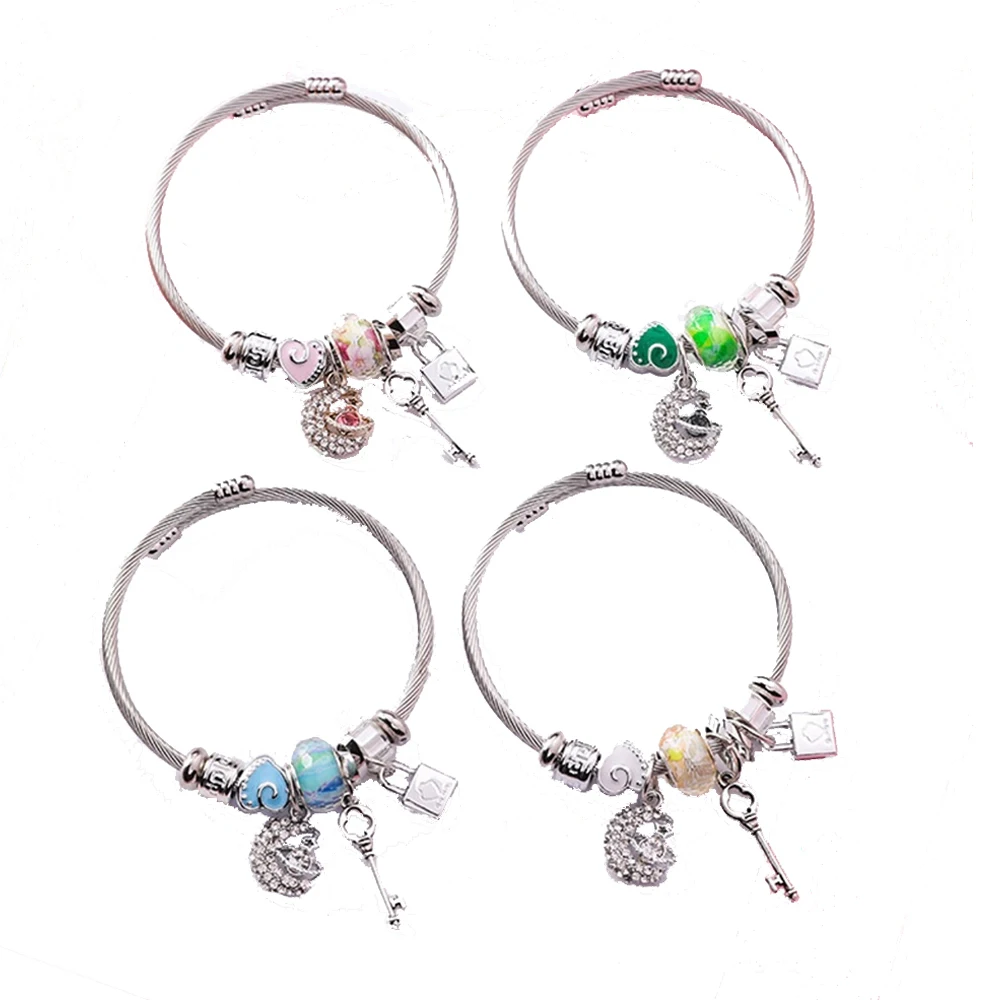 

Custom bangles bracelet fancy silver tone shell/cat ladies Bracelet Women and Girls Bracelet DIY Jewelry sets