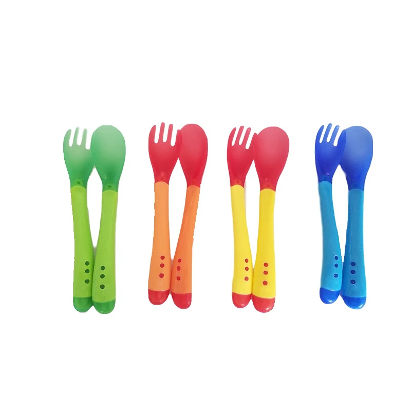 

Heat sensitive plastic PP color change baby food feeding spoon set, 4 colors