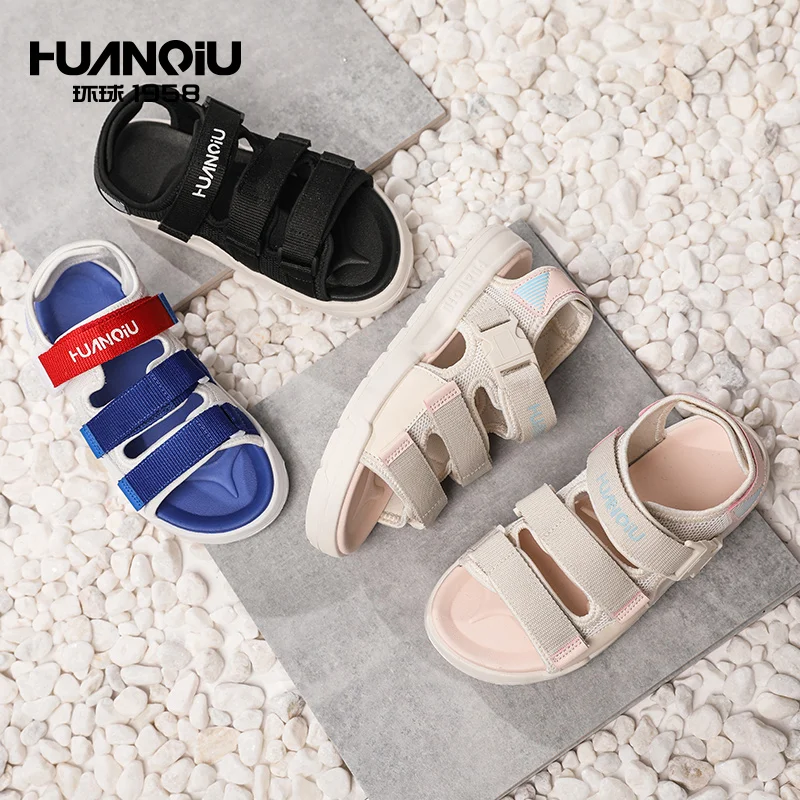 

HA155 HUANQIU Simple Fashion Mesh Upper Design Women Flat Outdoor Platform Sandals, Picture shows