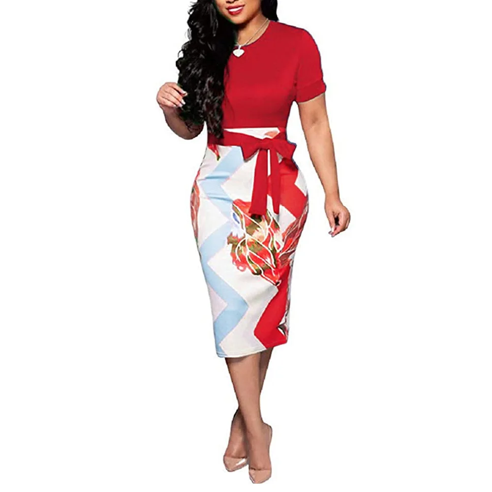 

WW-0358 Package Printing Cultivate One's Morality Hip Sexy Dress With Short Sleeves Wrap Women Sexy Printed Dress, As your request