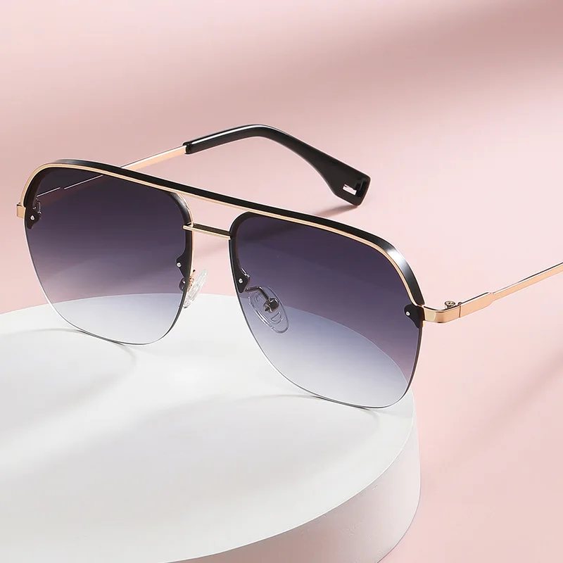 

Luxury Brand Designer Half Frame Cut Edge Sunglasses Trend Oversized Influencer Sunglasses 2019-2021 Shades