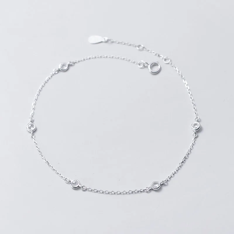 

925 Sterling Silver CZ Zircon Disc Beads Foot Jewelry Anklets Drop Shipping