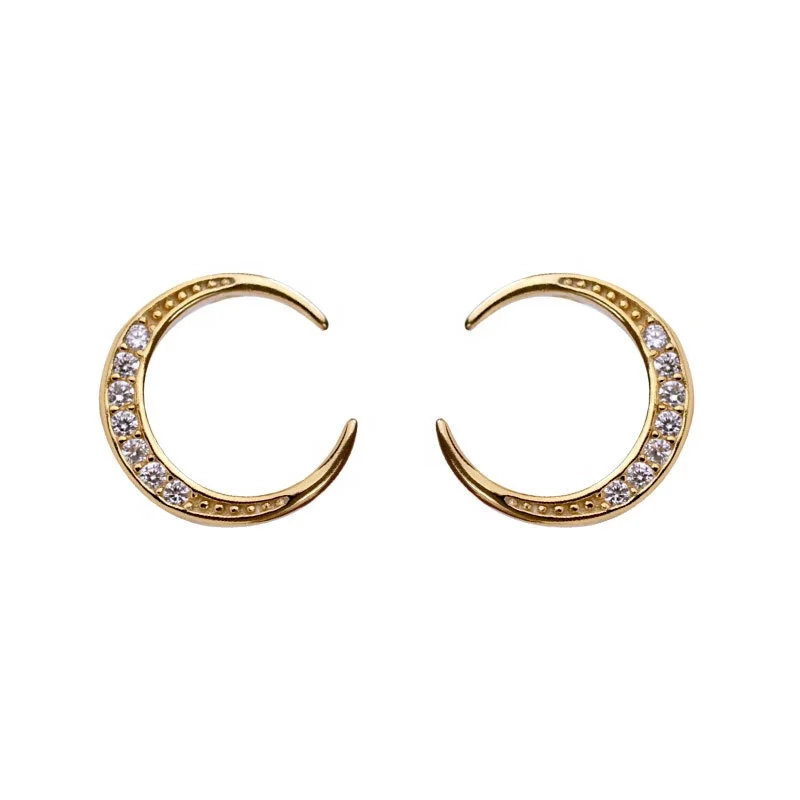 

HYH 925 silver zircon big moon stud earrings, Optional