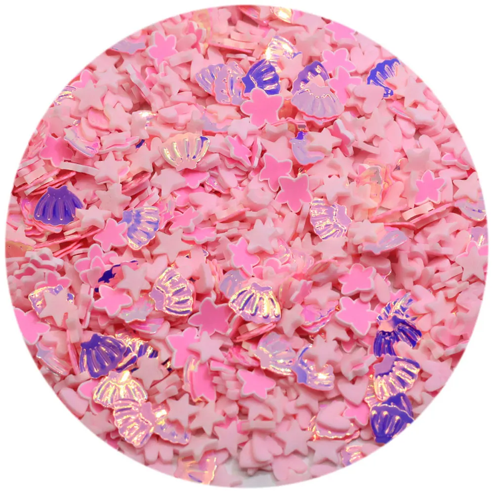 

500g Pink Polymer Clay Star Slices Glitter Seashells Confetti Sprinkles for Slime Filling DIY Klei Plastic Nail Arts Decor