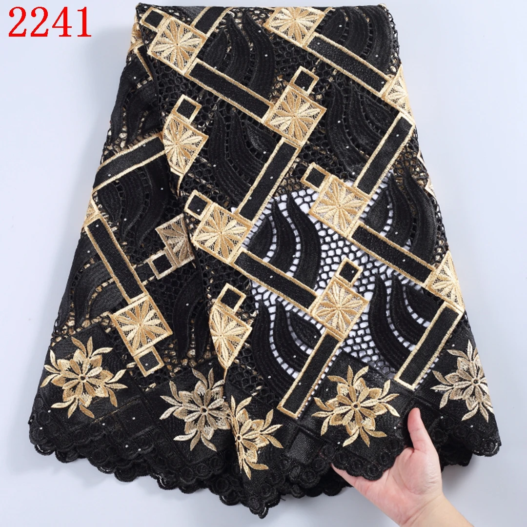 

Free Shipping African Guipure Cord Net Lace With Beads Embroidery Nigerian Soft Card Lace For Wedding 2241