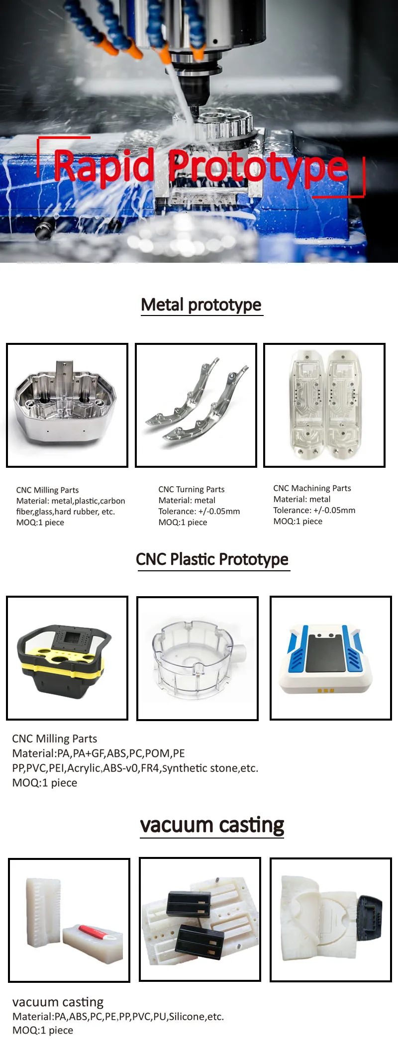 Plastic Aluminum Stainless Steel Rapid prototype machined parts CNC machining service
