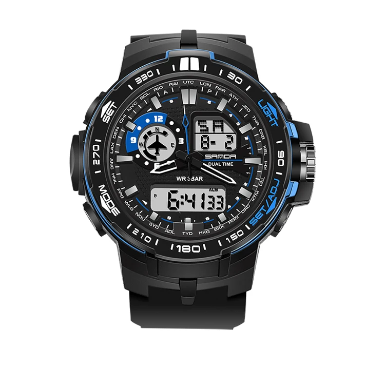 

SANDA 737 Digital LED Men Quartz Sports Watch Strap Rubber Army Military Clock Waterproof Wrist Men's Relogio Masculino
