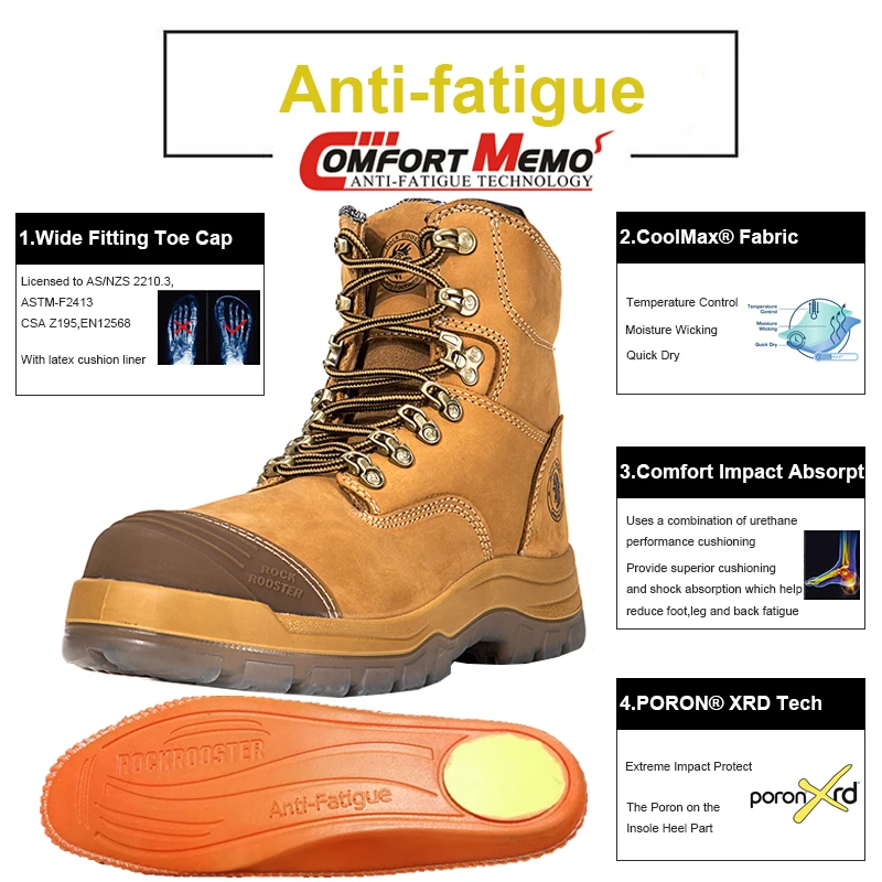 Rockrooster-botas Con Punta De Acero Para Hombre,Zapatos De Seguridad