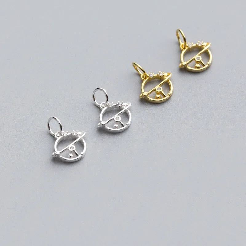 

Fast shipping in stock 925 sterling silver 18k gold plated full zircon pendant silver charms for jewelry making