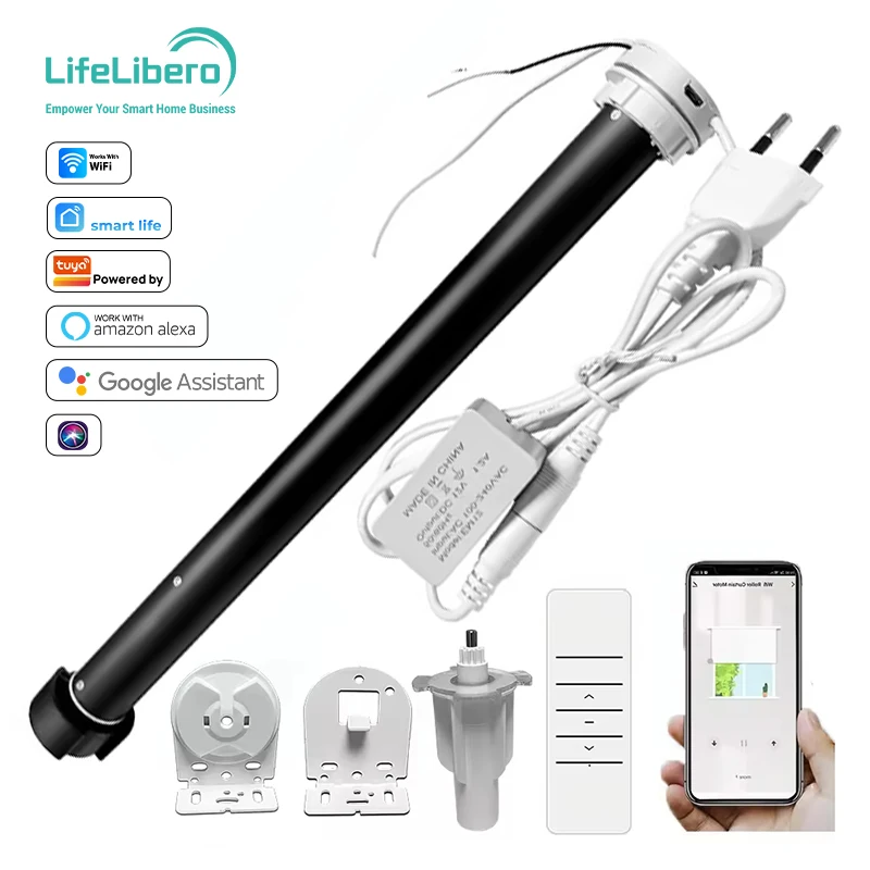 SZMYQ Mini Smart Curtain WiFi Electric Blinds Shade Motor Kits 5.3KG Load Zebra Roller Blinds Driver Modern Office 38mm Tube