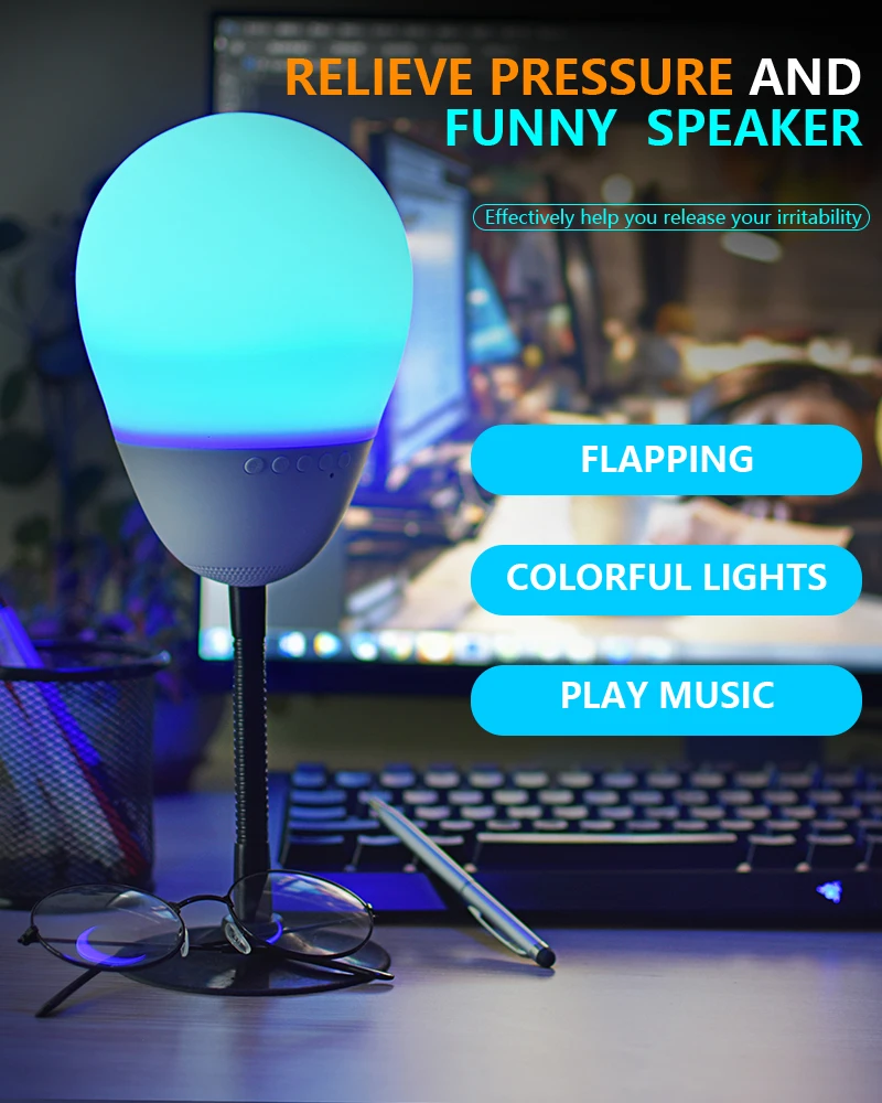 Relieve stress smart led touch lamp portable bluetooth wireless speaker for play - ANKUX.COM