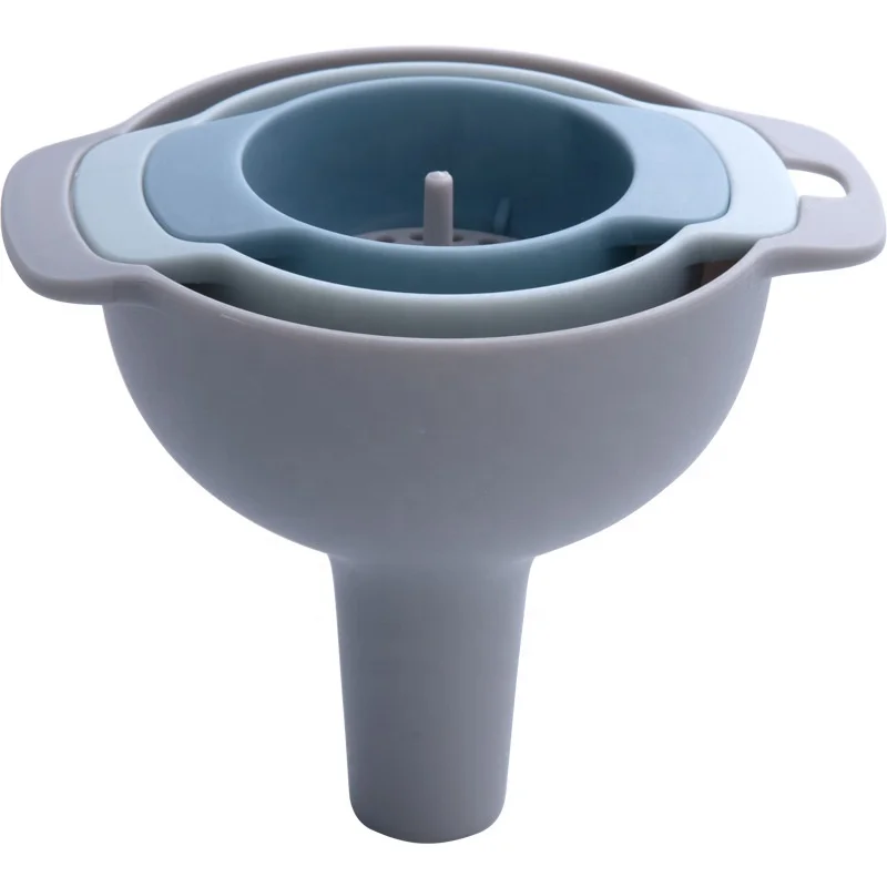 

Four-in-one multifunctional filter oil set kitchen plastic household oil funnel, Orange,blue