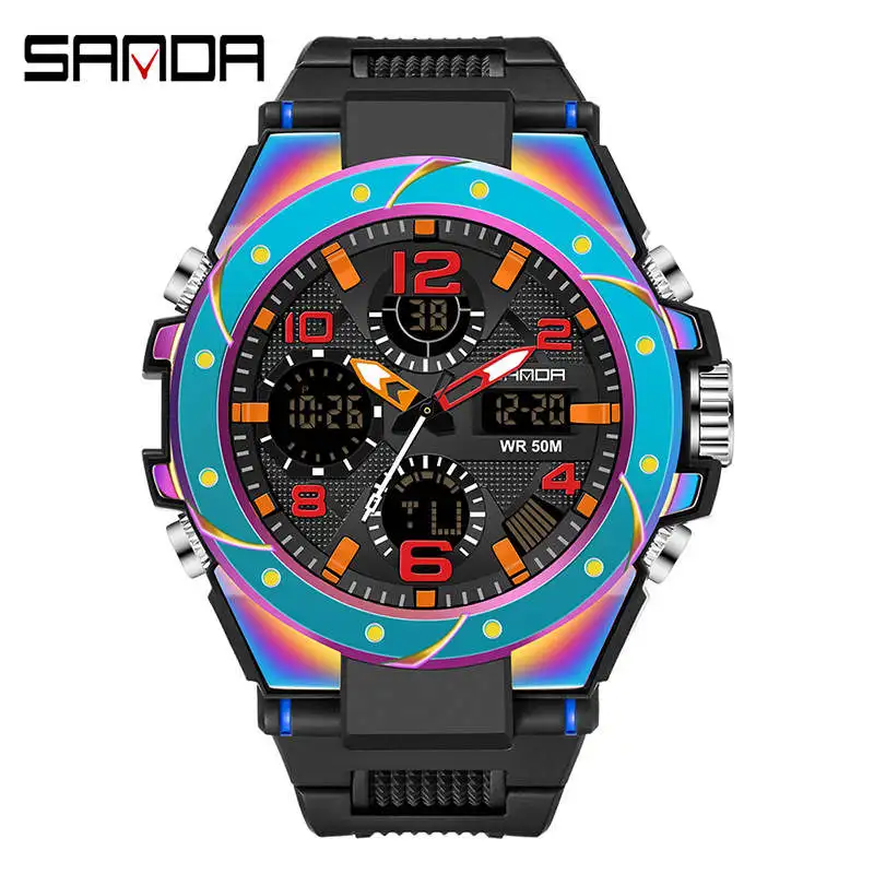 

SANDA 6008 New hot Sport Men's Watches Luminous Waterproof Analogue Digital Wrist Watch