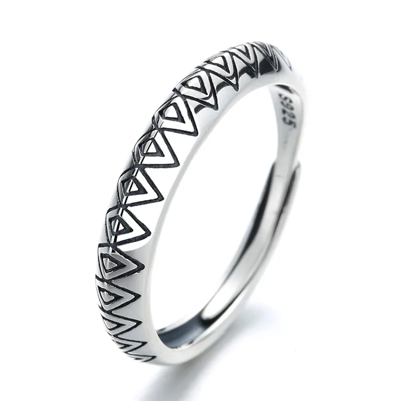 

925 Sterling Silver High Polish Minimalist BOHEMIA Diamond design Comfort Fit Resizable Ring