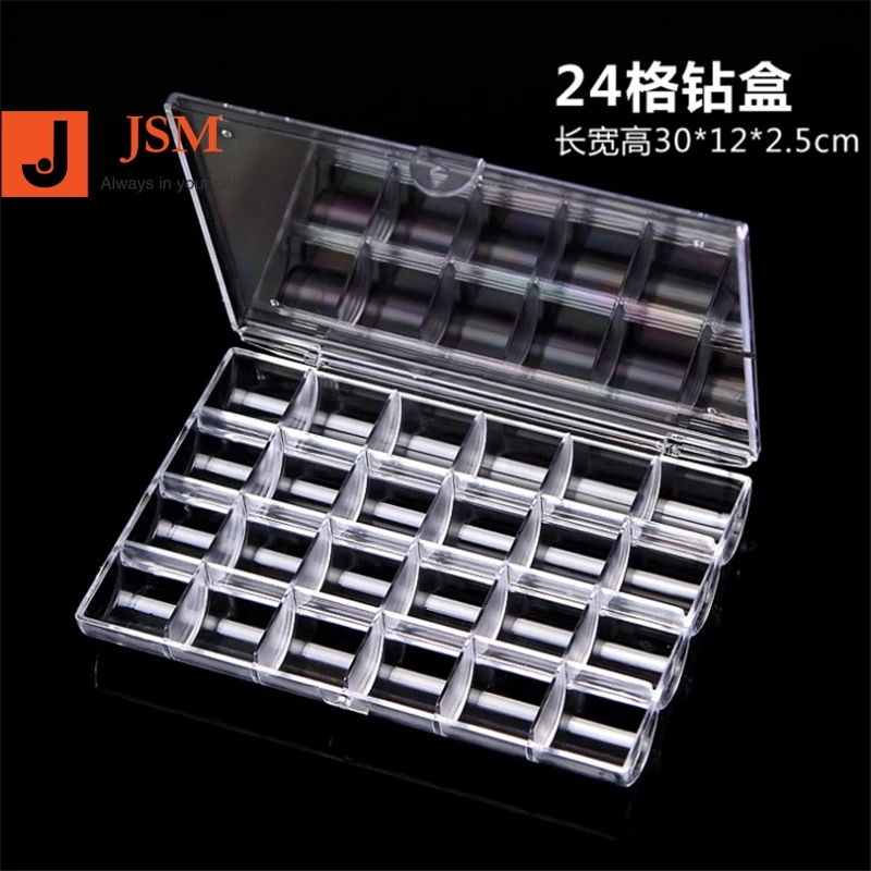 

24 Pots Empty Storage Box Case Compartments For Acrylic Nail Art Gems Rhinestone Tool NT152, Clear